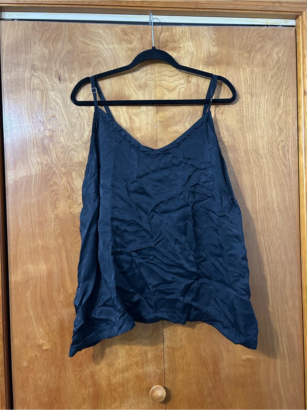 Athleta Black Satin V-Neck Camisole